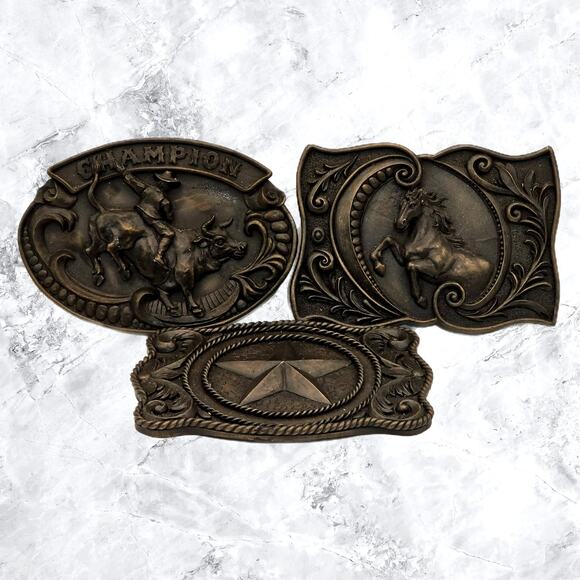 Cowboy Wall Plaques Set/3 - Champion Rodeo Theme for Western Home Decor - Picture 1 of 7
